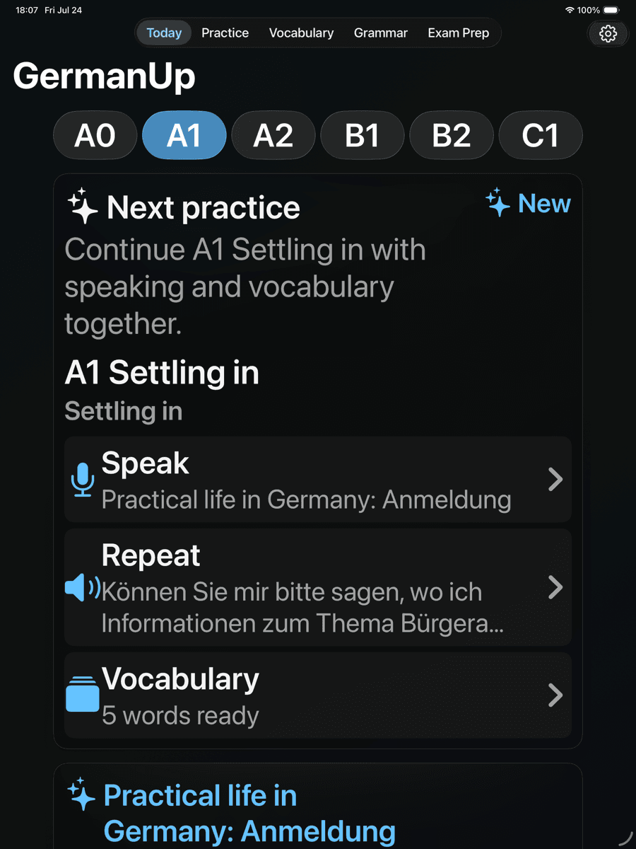 GermanUp on iPad