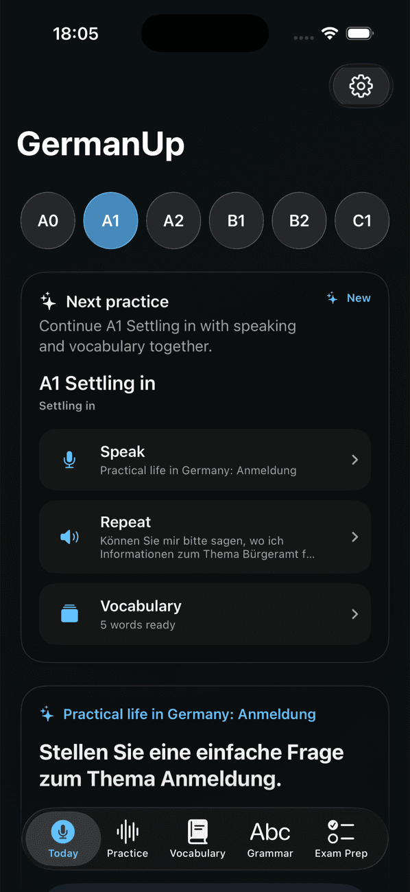 Handle daily life in GermanUp on iPhone